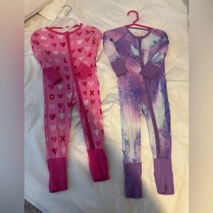 Little Sleepies Pink Heart and Purple Tie-Dye Footies